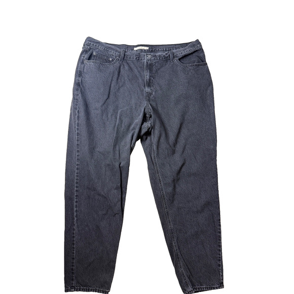 Levi's Premium 80's Mom Jean Black Denim Size 22W Plus 100% Cotton 31" Inseam - Picture 1 of 9